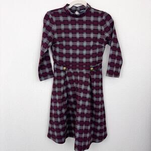 ModCloth Womens Proudest Moments Mini Dress Size S Plaid Academia Winter Red